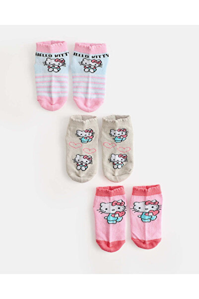 REDTAG Girls Assorted Hello Kitty Ankle Length Socks 3 Pack