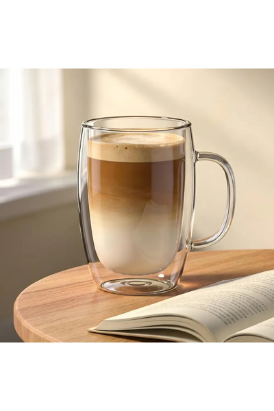 Generic Brand Cană Latte și Frappe din sticlă cu perete dublu Veselo Aero