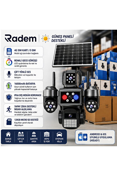 RD-420 Güneş Enerjili E-Sım 4g Sım Kartlı Ptz Güvenlik Kamerası | 16000MAH | 10X Zoom | Full Renkli Gece Görüşü | IP66