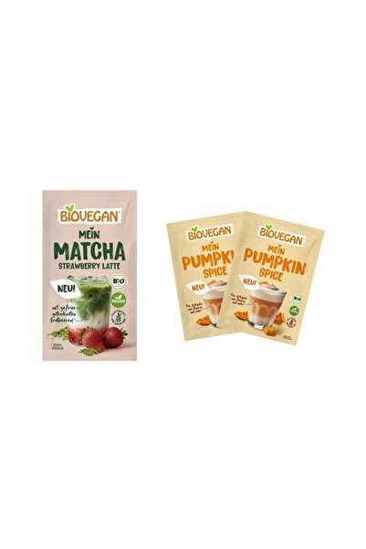 Biovegan Pachet Bio pentru Băuturi: Latte cu Matcha și Căpșuni 9g + 2x Mix de...