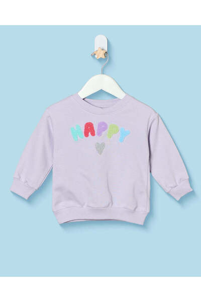 REDTAG Infant Girls Lilac Embroidered Sweatshirt