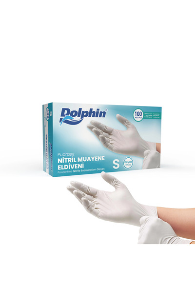 Dolphin Pudrasız Nitril Eldiven Beyaz S Beden 100 Adet