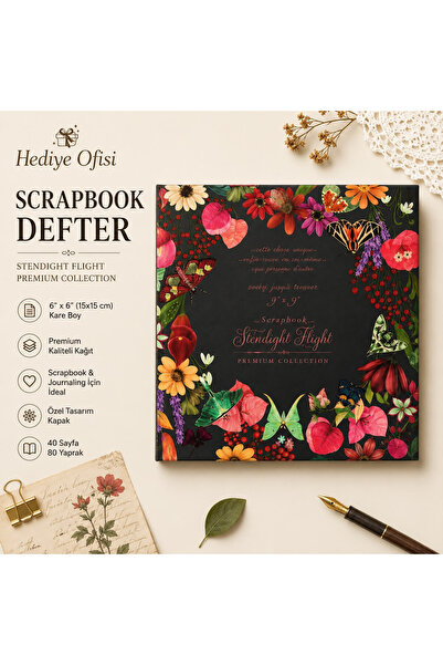 hediyeofisi Scrapbook Desen Defteri 6x6 İnç - 40 Sayfa Vintage Journaling Des...