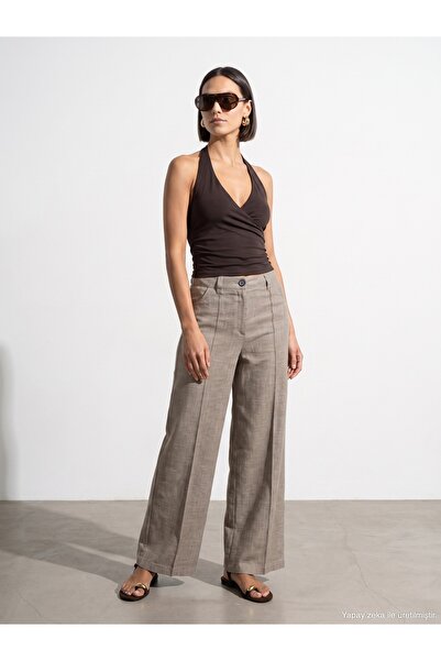 Dilvin 21268 Halter Top-Koyu Kahve