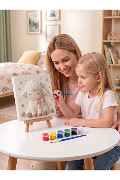 Tabdiko Sevimli Kuzu 15x15 Taş Boyama Seti – Çocuk ve Yetişkin Hobi Seti