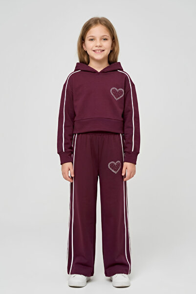 MODANINO Girl's Double Face Fabric Hooded Top and Bottom Set 3-12 Years 12754Ds