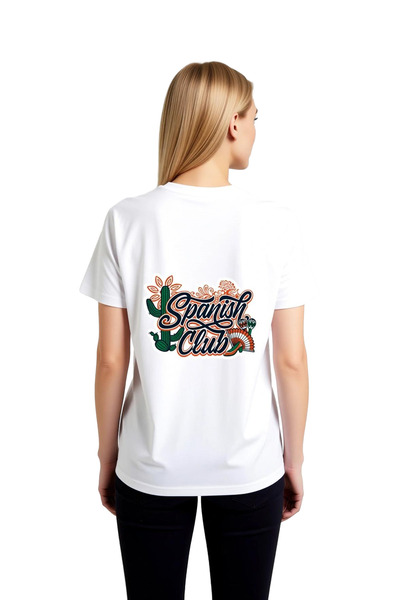 PayBuy Women's Spanish Club T-Shirt Cultural Pattern Printed Relaxed Fit Shor...