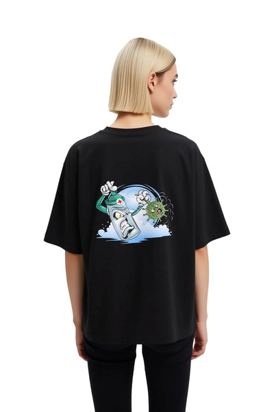 PayBuy Women's Oversize T-Shirt Health Theme Print Spray Can Virus Character ...