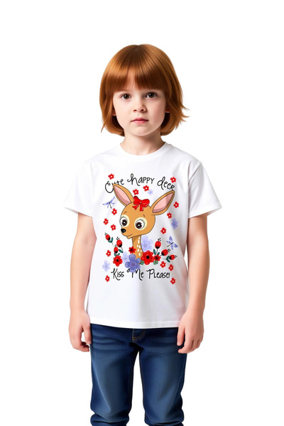 PayBuy Children's T-Shirt Cute Deer Print Short Sleeve Round Neck Romantic De...