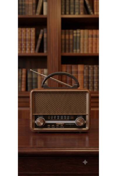 HMO Store Nostaljik Ahşap Tasarım Bluetooth Hoparlörlü Şarjlı Radyo - FM / AM...