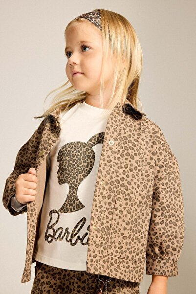 DeFacto Leopard Patterned Gabardine Long Sleeve Jacket Shirt Baby Girl I0998A...