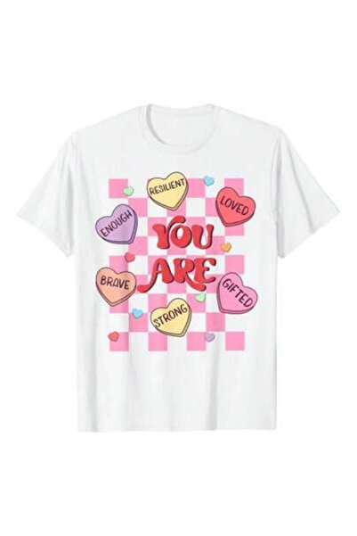 LİNA06 تي شيرت للأطفال بطباعة "Affirmations Candy Heart Teacher Valentine's D...