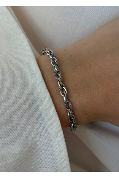 KİLİGİSTANBUL Steel Unisex Interlocking Coil Bracelet 17+5 cm