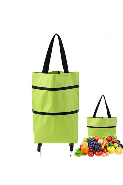 STARSTAR Shopping bag with wheels, folding trolley, 25 kg load capacity, green.
