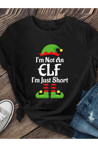 128 Plain Shirt with Christmas Theme, Ladies' Short-Sleeved, Round Neck, Spri...