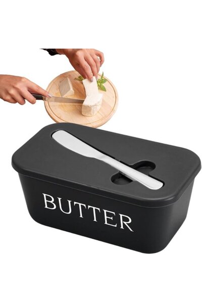 STARSTAR Blue butter dish with lid and knife