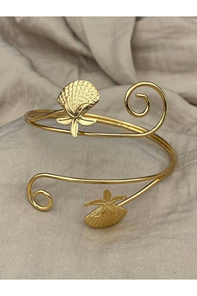 Hedef Bijuteri Gold Detailed Starry Sea Shell Model Adjustable Arm Pazu Brace...