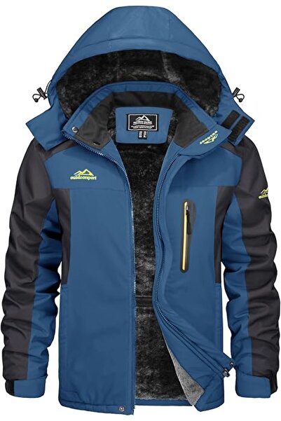 Kefitevd Men's Jacket, Waterproof, Windproof, Fleece Lining, Zippered Pockets...