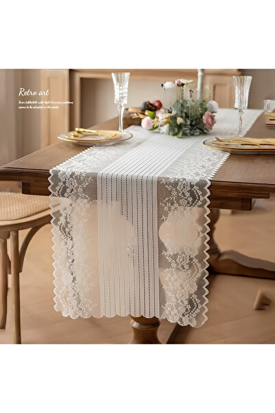 NEVERMORE Fata de Masa, 45 x 180 cm, Traversa de Masa, Dantela Eleganta, Runn...
