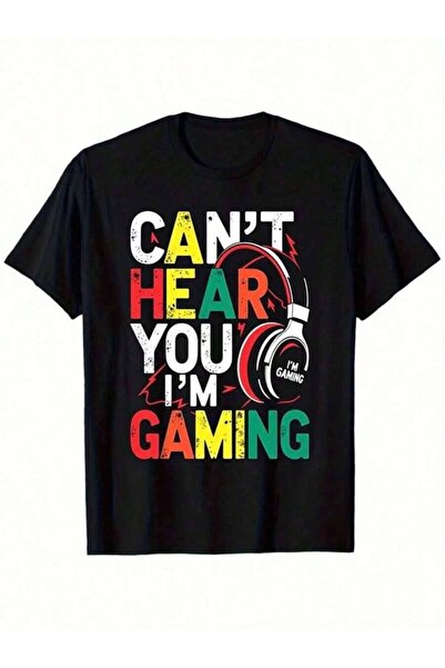 2BIR Men'S Heavyweight 180gsm Gaming-Shirt - Can'Hear You I'Gaming Slogan & H...