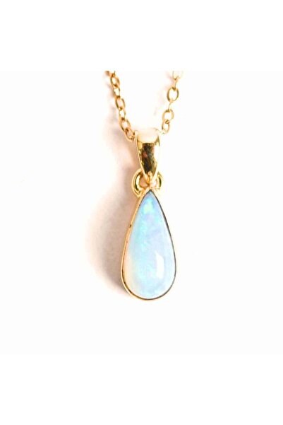 craftmystic Necklace made of 925 silver, 18K gold plated with Ethiopian opal ...
