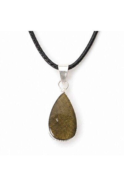 craftmystic Necklace with Golden Obsidian from Mexico in the Shape of a Teard...