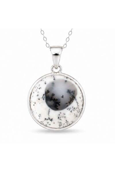 craftmystic Colier Argint 925 cu Opal Dendritic Rotund - Echilibru si Clarita...