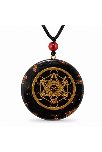 craftmystic Colier Orgonit cu pietre naturale de Obsidian si Cubul lui Metatron