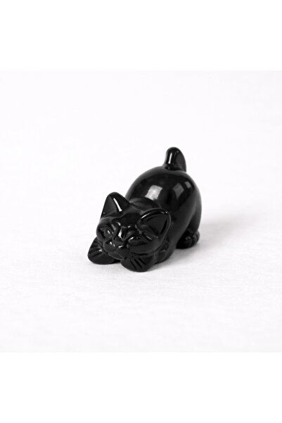 craftmystic Γατάκι από Μαύρο Οψιδιανό - Ταλισμάν Προστασίας και Ενσυναίσθησης