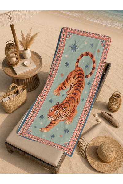 Evmila Prosop de plajă vintage Safari Tiger cu model 70x150 - Prosop de baie ...