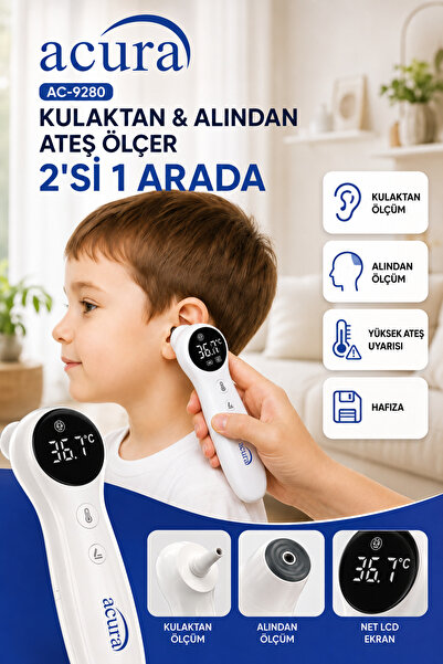 Acura AC-9280 Dual Kulaktan & Alından Profesyonel Ateş Ölçer