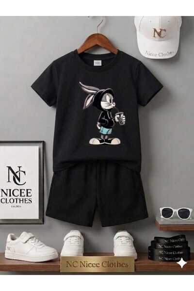 Leto Lykia Summer Children's T-Shirt Shorts Unisex (Rabbit Printed)