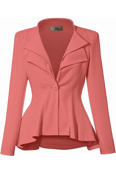 Hybrid & Company Women Double Notch Lapel Sharp Shoulder Pad Office Blazer | ...