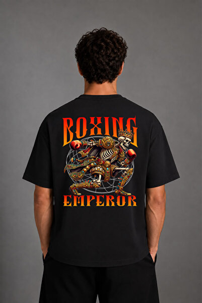 VSRN Skeleton King Box Design Back Printed Black Oversize t Shirt