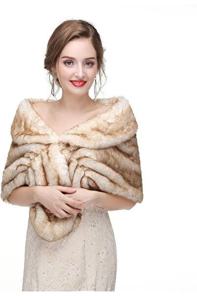 GENERAL Faux Fur Shawl Wrap Stole Shrug Winter Bridal Wedding Cover Up