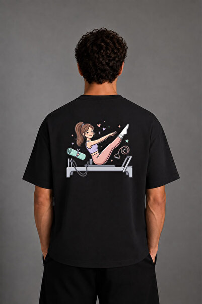 VSRN Tricou oversize negru cu imprimeu pe spate Reformer 2 Design