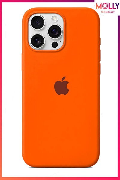 Molly iPhone 15 PRO MAX İçin Turuncu Lansman Soft İçi Kadife Silikon Kılıf