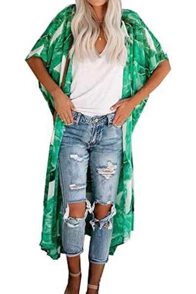 GENERAL CASURESS Women's Sheer Chiffon Blouse Tops Kimono Cardigan Floral Loo...