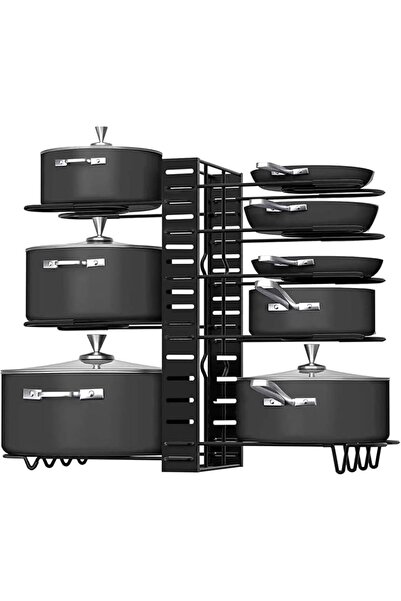Other Black Metal Pot and Pan Organizer, 8 Non-Slip Tiers, Kitchen Cookware O...