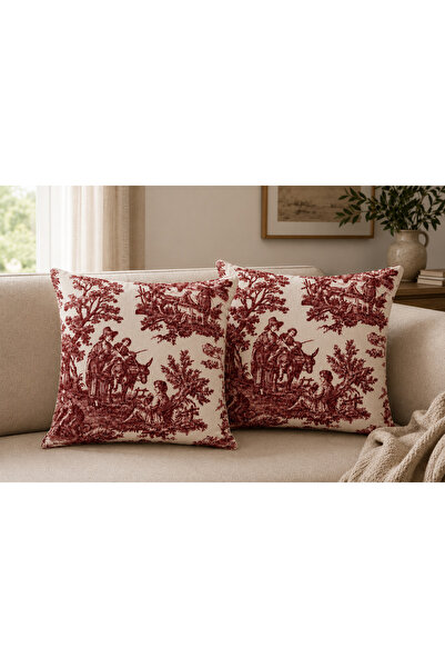 Linea Home Duck Fabric French Peasants Patterned Decorative Throw Pillow Cove...