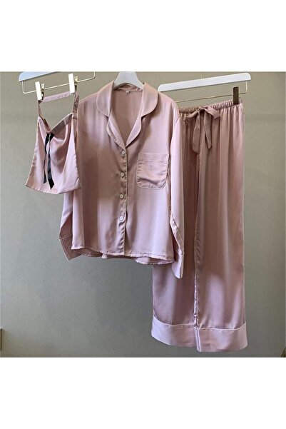 GENERAL Silk Pajama Sets Women Luxury Long Sleeve Pyjamas Sleepwear Oversize ...