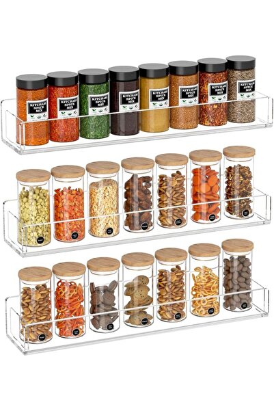 NIUBEE Wall Mounted Spice Rack Organizer,Clear Acrylic Spice Shelf Storage Ho...