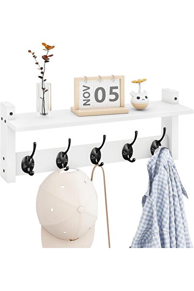 Homode Wall Hooks with Shelf, Wood Coat Rack with Shelf Wall-Mounted, Entrywa...
