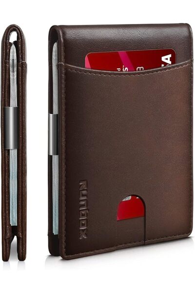 Runbox Top Layer Genuine Cowhide Leather Wallet for Men Slim Mens Wallet-Mone...