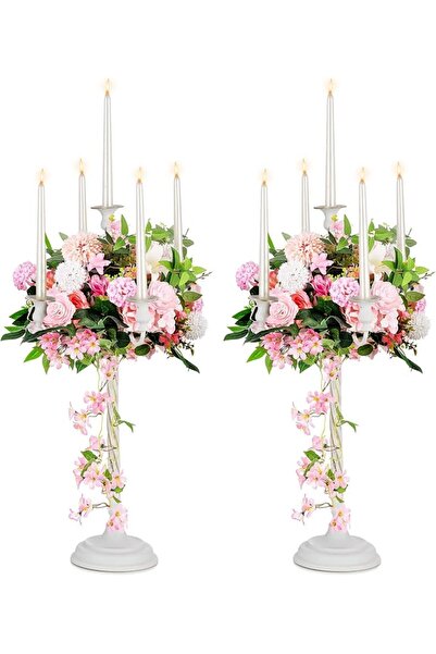 Sziqiqi 20In Gold Candelabra Tall Taper Candlestick for Candle and Floral Met...