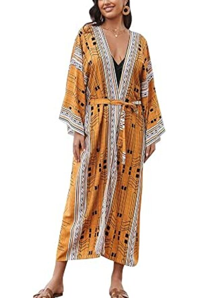 GENERAL Women's Summer Long Beach Dress Kimono Maxi Kaftan Cover ups