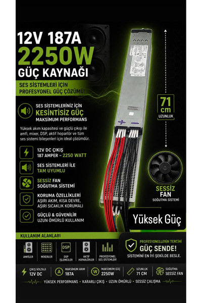 12 VOLT 187 AMPER 2250 WATT ADAPTÖR GÜÇ KAYNAĞI