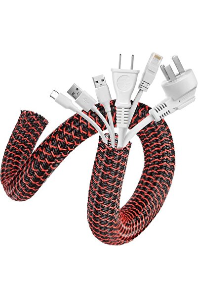 AGPTEK cable channel, self-closing cable hose, woven cable sheath can be cut ...