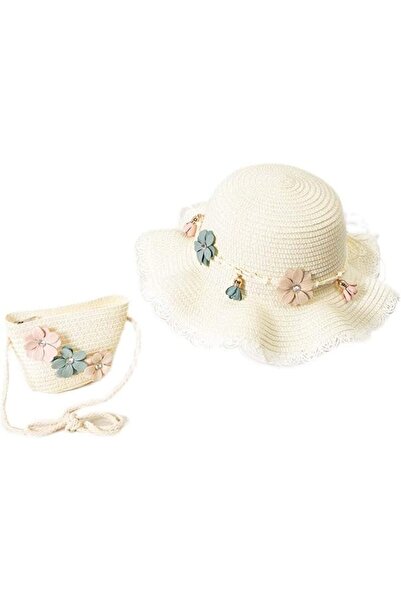 KASTWAVE Straw Summer Hat Kids Girls Wide Brim Beach Sun Hat Straw Woven Bag ...