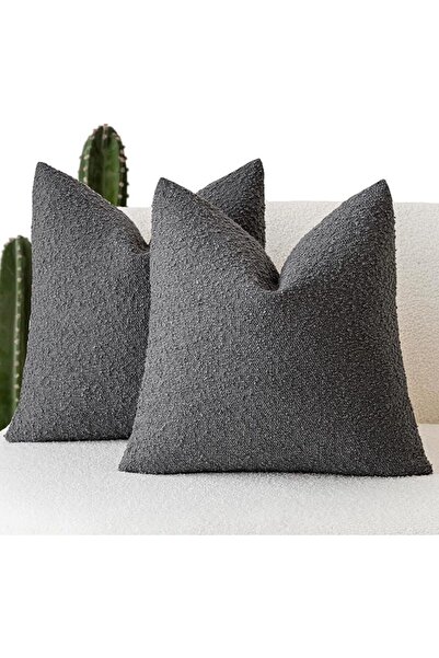 GENERAL Foindtower Pack of 2 Textured Boucle Throw Pillow Covers Accent Solid...